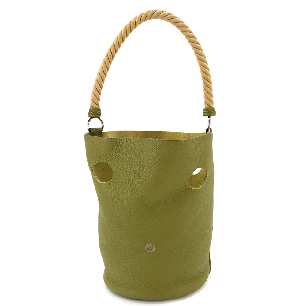 Hermes Mangeoire MM Handbag, Taurillon Clemence Leather, Green, □K Stamp